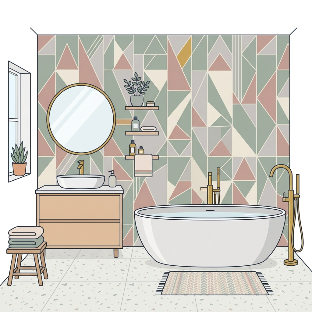 Moisture-resistant bathroom wallpaper in Dubai