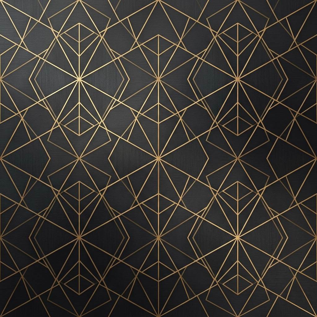 Luxury gold and black geometric wallpaper swatch close up